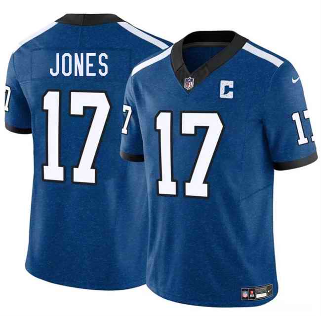 Men's Indianapolis Colts #17 Daniel Jones Blue 2025 F.U.S.E. Throwback Vapor Limited Stitched Football Jersey